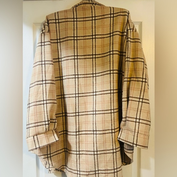 Womens Casual Plaid Flannel Shacket Jacket Button Down Shirt Coat, XL - Picture 6 of 6